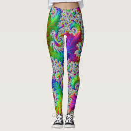 Trippy Vibrant Bold Trippy Rainbow Spiral Fractal Leggings
