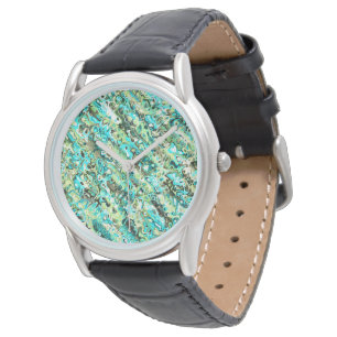 Trippy Vibrant Groovy Boho Hippie Fractal Marmer Horloge