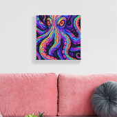 Trippy Vibrant Octopus Canvas Afdruk (Insitu (Woonkamer))
