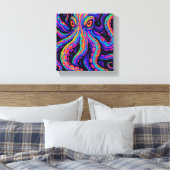 Trippy Vibrant Octopus Canvas Afdruk (Insitu (Slaapkamer))
