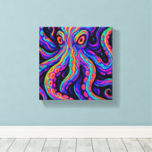Trippy Vibrant Octopus Canvas Afdruk (Insitu (Houten vloer))