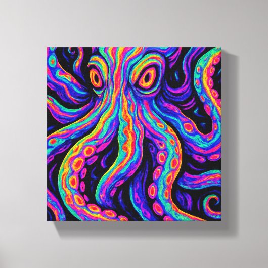 Trippy Vibrant Octopus Canvas Afdruk (Voorkant)