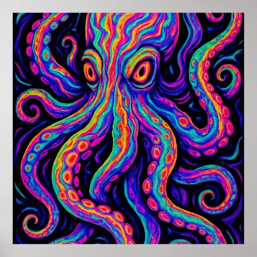 Trippy Vibrant Octopus Poster (Voorkant)