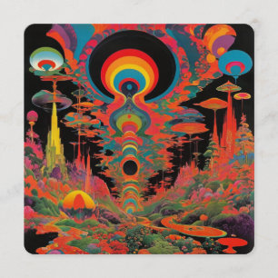 Trippy Vintage 1960s Psychedelische Retro Kunst Kaart