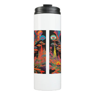 Trippy Vintage psychedelische retro kunst uit de j Thermosbeker