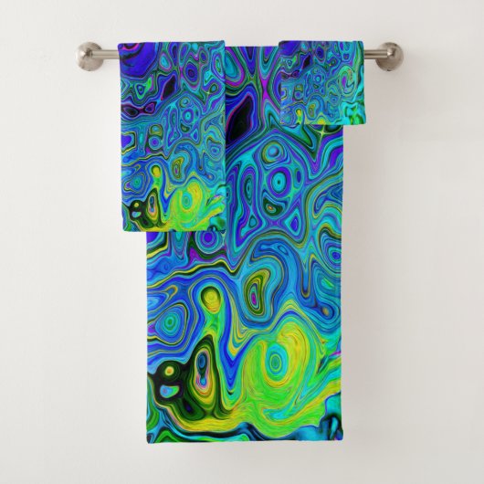 Trippy Violet Bleu Abstrait Retro Liquid Swirl (En situation)