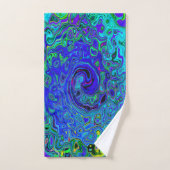 Trippy Violet Bleu Abstrait Retro Liquid Swirl (Serviette à main)