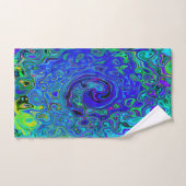 Trippy Violet Bleu Abstrait Retro Liquid Swirl (Serviette à main)
