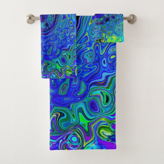 Trippy Violet Bleu Abstrait Retro Liquid Swirl (En situation)