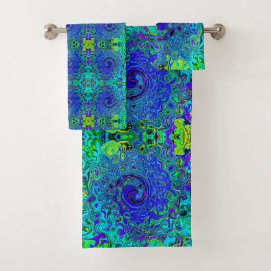 Trippy Violet Bleu Abstrait Retro Liquid Swirl (En situation)