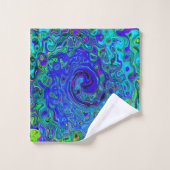 Trippy Violet Bleu Abstrait Retro Liquid Swirl (Gant de toilette)