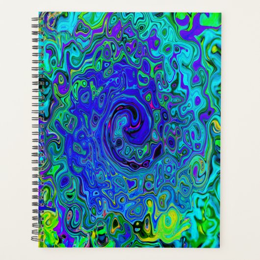 Trippy Violet Bleu Abstrait Retro Liquid Swirl (Devant)