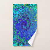 Trippy Violet Blue Abstract Retro vloeistof Bad Handdoek (Handdoek)