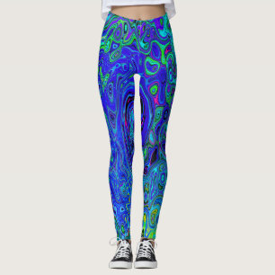 Trippy Violet Blue Abstract Retro vloeistof Leggings