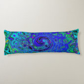 Trippy Violet Blue Abstract Retro vloeistof Lichaamskussen (Achterkant)