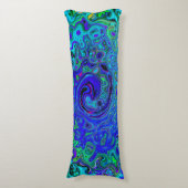 Trippy Violet Blue Abstract Retro vloeistof Lichaamskussen (Voorkant Verticaal)