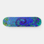 Trippy Violet Blue Abstract Retro vloeistof Skateboard (Horizontaal)