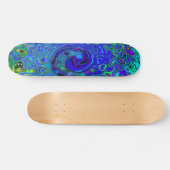 Trippy Violet Blue Abstract Retro vloeistof Skateboard (Horizontaal)