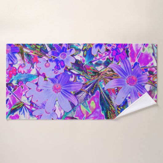 Trippy violet et Magenta Fleurs sauvages colorés (Serviette de bain)
