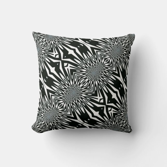 Trippy Vision#2 Coussin Motif noir blanc (Recto)