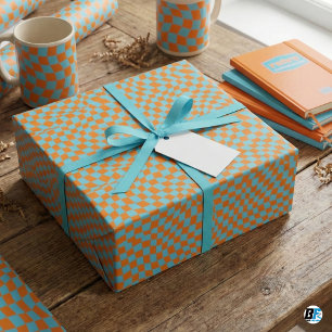 Trippy Wavy Checks Papier cadeau à illusion d'op