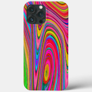 Trippy Yellow, Red en Blue Abstract Groovy Art iPhone 13 Pro Max Hoesje