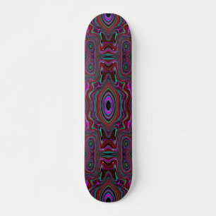 Trippy zeegroen en magenta abstract patroon skateboard