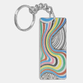 Trippy Zigzag Waves Collage Sleutelhanger (Voorkant Links)