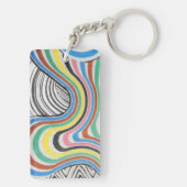 Trippy Zigzag Waves Collage Sleutelhanger (achterkant)