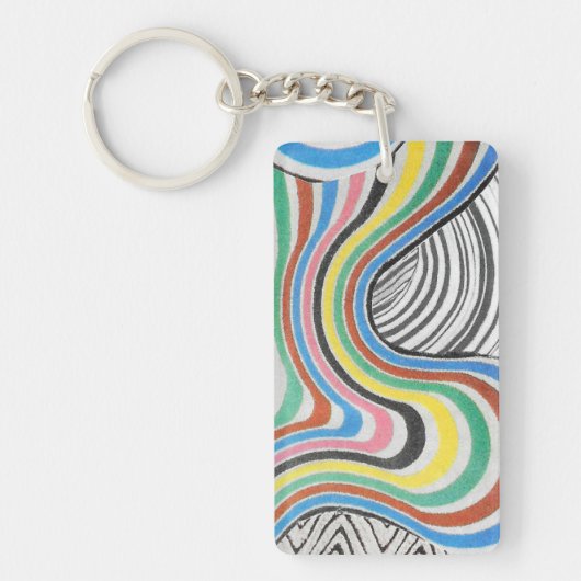 Trippy Zigzag Waves Collage Sleutelhanger (Voorkant)