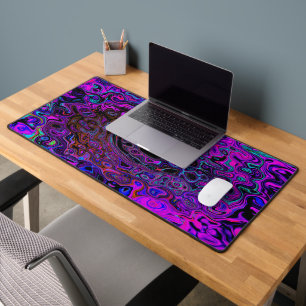 Trippy Zwart en Magenta Retro Vloeibare Draaikolk Bureaumat