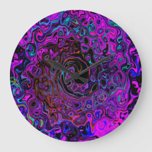 Trippy Zwart en Magenta Retro Vloeibare Draaikolk Grote Klok