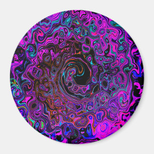 Trippy Zwart en Magenta Retro Vloeibare Draaikolk Magneet