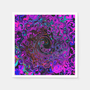 Trippy Zwart en Magenta Retro Vloeibare Draaikolk Servet