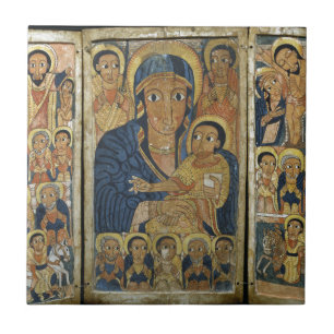 Triptych Center Panel met Mary en haar zoon Tegeltje