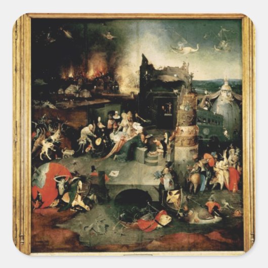 Triptych: De Temptation of St. Anthony Vierkante Sticker (Voorkant)