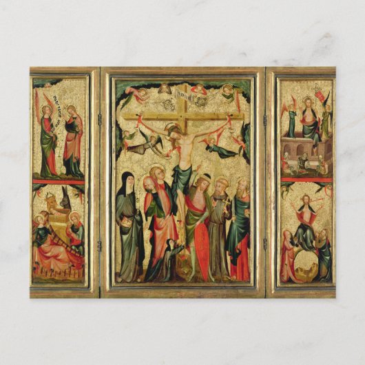 Triptych die de Kroonfixatie van Christus afschild Briefkaart (Voorkant)