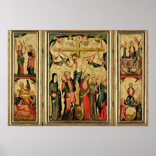 Triptych die de Kroonfixatie van Christus afschild Poster (Voorkant)