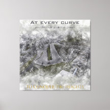 Triptych of a cyclist going up a port with curve