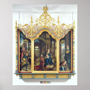 Triptych van de Adoratie van de Baby Christus Poster
