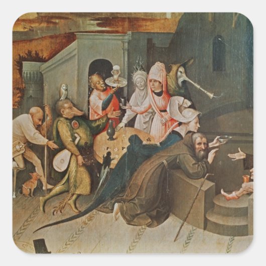 Triptych van de Temptation of St. Anthony Vierkante Sticker (Voorkant)