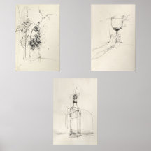 Triptyque de vin Abstrait -