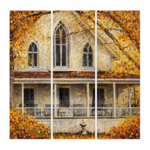 Fantasy Gothic-Revival Carpenter House Triptych