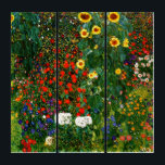 Triptyque Jardin agricole avec tournesol par Gustav Klimt<br><div class="desc">Jardin agricole avec tournesols,  peinture d'art de Gustav Klimt</div>