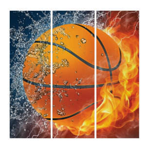 Triptyque Lecteur de ballon de basket flamboyant
