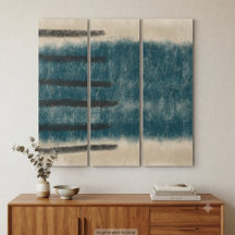 Triptyque minimaliste sarcelle et charbon serein