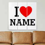 Triptyque Nom du coeur<br><div class="desc">Inscrivez votre nom ou votre texte sur le nom Section.</div>