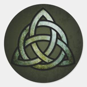 Triquet Celtic Knot (zilver en zwart, groengroen) Ronde Sticker