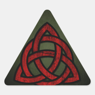 Triquet Keltische knoop (rood & zwart op grunge gr Driehoek Sticker