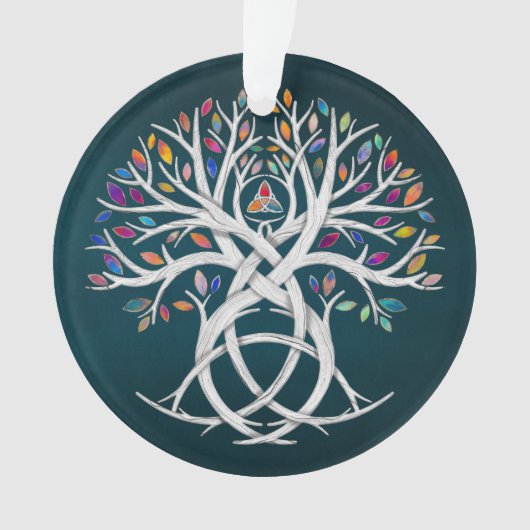Triquetra Arbre de vie feuilles colorés (devant)
